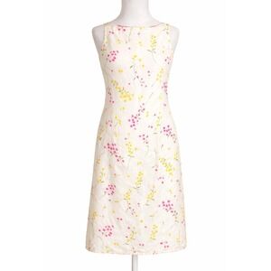 Vintage Neiman Marcus Sz 14 XL Cream 100% Silk Floral Sheath Knee Length Dress